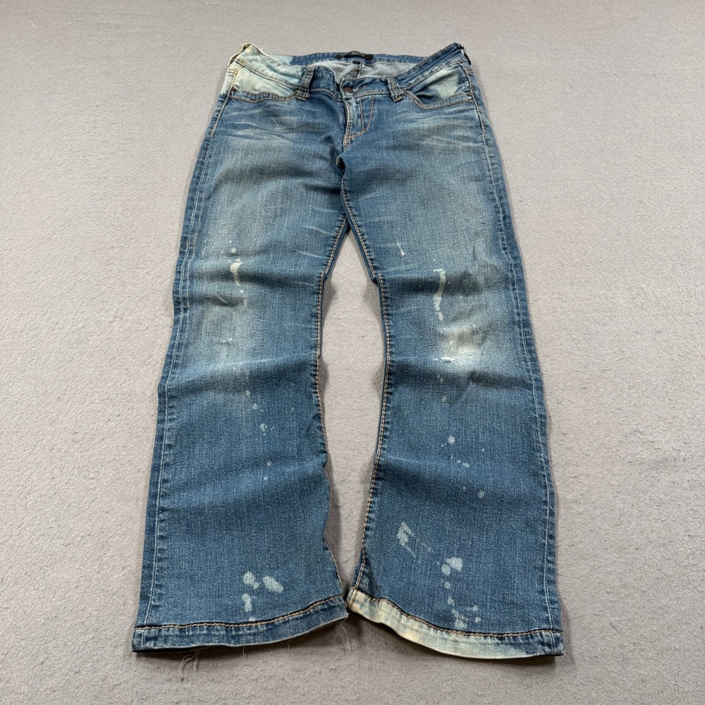 Serfontaine Women's Boot Cut Jeans in Distressed Blue